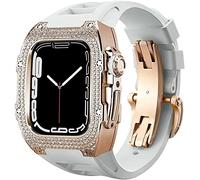 Cinta di orologio in gomma per copertina di diamanti di lusso con chiusura , per SE 8 7 6 5 4 Serie, custodia in acciaio inossidabile a fascia fluoroelastomer , per iwatch 45mm 44mm cambio accessori