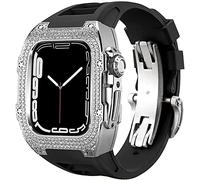 Cinta di orologio in gomma per copertina di diamanti di lusso con chiusura , per SE 8 7 6 5 4 Serie, custodia in acciaio inossidabile a fascia fluoroelastomer , per iwatch 45mm 44mm cambio accessori