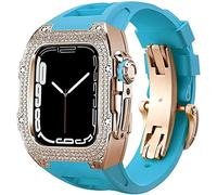 Cinta di orologio in gomma per copertina di diamanti di lusso con chiusura , per SE 8 7 6 5 4 Serie, custodia in acciaio inossidabile a fascia fluoroelastomer , per iwatch 45mm 44mm cambio accessori