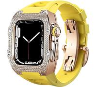 Cinta di orologio in gomma per copertina di diamanti di lusso con chiusura , per SE 8 7 6 5 4 Serie, custodia in acciaio inossidabile a fascia fluoroelastomer , per iwatch 45mm 44mm cambio accessori