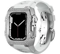 Cinta di orologio in gomma per copertina di diamanti di lusso con chiusura , per SE 8 7 6 5 4 Serie, custodia in acciaio inossidabile a fascia fluoroelastomer , per iwatch 45mm 44mm cambio accessori
