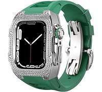 Cinta di orologio in gomma per copertina di diamanti di lusso con chiusura , per SE 8 7 6 5 4 Serie, custodia in acciaio inossidabile a fascia fluoroelastomer , per iwatch 45mm 44mm cambio accessori