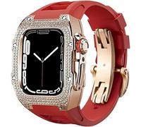 Cinta di orologio in gomma per copertina di diamanti di lusso con chiusura , per SE 8 7 6 5 4 Serie, custodia in acciaio inossidabile a fascia fluoroelastomer , per iwatch 45mm 44mm cambio accessori