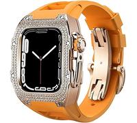 Cinta di orologio in gomma per copertina di diamanti di lusso con chiusura , per SE 8 7 6 5 4 Serie, custodia in acciaio inossidabile a fascia fluoroelastomer , per iwatch 45mm 44mm cambio accessori