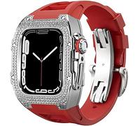 Cinta di orologio in gomma per copertina di diamanti di lusso con chiusura , per SE 8 7 6 5 4 Serie, custodia in acciaio inossidabile a fascia fluoroelastomer , per iwatch 45mm 44mm cambio accessori