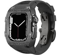 Cinta di orologio in gomma per copertina di diamanti di lusso con chiusura , per SE 8 7 6 5 4 Serie, custodia in acciaio inossidabile a fascia fluoroelastomer , per iwatch 45mm 44mm cambio accessori