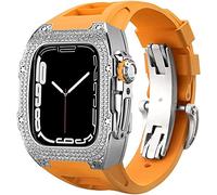 Cinta di orologio in gomma per copertina di diamanti di lusso con chiusura , per SE 8 7 6 5 4 Serie, custodia in acciaio inossidabile a fascia fluoroelastomer , per iwatch 45mm 44mm cambio accessori