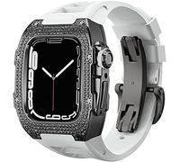 Cinta di orologio in gomma per copertina di diamanti di lusso con chiusura , per SE 8 7 6 5 4 Serie, custodia in acciaio inossidabile a fascia fluoroelastomer , per iwatch 45mm 44mm cambio accessori