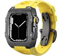 Cinta di orologio in gomma per copertina di diamanti di lusso con chiusura , per SE 8 7 6 5 4 Serie, custodia in acciaio inossidabile a fascia fluoroelastomer , per iwatch 45mm 44mm cambio accessori