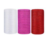 Cinta Para Manualidades Del Día De San Valentín, 3 Rollos De Bandas Para Decoración Del Hogar, Cintas Para Coronas Para El Hogar, Cintas De Malla Navideña, 6 Pulgadas X 30 Pies Para Suministros De Man
