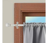 CINTACOR | Aste per Tende, Astina Decorativa in Metallo, Bastoni per Tende Allungabili con Viti e Ganci, Barra Regolabile | Diametro 10mm | Colore: Sfera Bianco Oro, 70-120cm