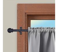 CINTACOR | Aste per Tende, Astina Decorativa in Metallo, Bastoni per Tende Allungabili con Viti e Ganci, Barra Regolabile | Diametro 10mm | Colore: Sfera Nero, 50-75cm