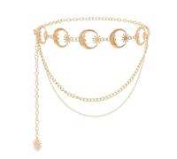 Cintura a Catena da Donna, Dorata del Sole e Della Luna, in Metallo Regolabile, Sottile per Gonna