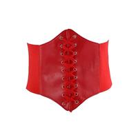 Cintura a corsetto da donna a con lacci femminile in pelle PU moda Vita dimagrante Corsetto vintage larga nera for ragazza per feste, matrimoni, gite(Red)
