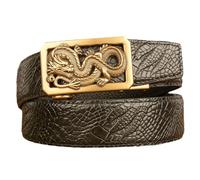 Cintura A Cricchetto Con Stampa Coccodrillo E Fibbia Automatica Incisione Del Drago Regolabile For Il Tempo Libero For, 110 Cm, Misura 37 Pollici, Nera(Black,120cm/waist:41")