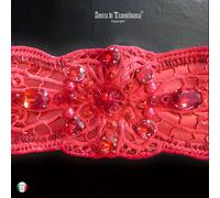 Cintura a Vita Alta Donna Ecopelle Macramè Ricamata a Mano Accessori Moda Lusso