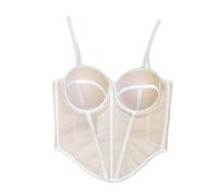 Cintura addominale dimagrante pieghevole piccola bretella elastica giovane bella dolce tubo di pesce corto top da sposa biancheria intima, beige., 40