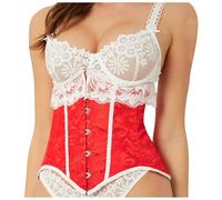 Cintura addominale in lattice corsetto vita abito da sposa biancheria intima corsetto piatto selvaggio body, Colore: rosso, L