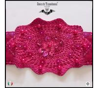 cintura alta corsetto donna elegante ecopelle ricamata perle paillette rock boho