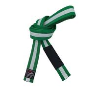 Cintura brasiliana per jiu-jitsu giovanile con sistema di grado BJJ sotto i 16 anni, larghezza 4 cm, per bambini, bianco, grigio, giallo, arancione, verde, Verde-bianco, 240cm
