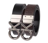 Cintura Calvin Klein CK Buckle Rev da uomo, placca nera/marrone, taglia XS (42-44)