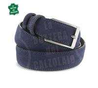Cintura camoscio blu jeans da uomo artigianale da 3,5 cm made in Italy