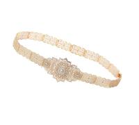 Cintura Caucaso russo Per Le Donne Etnico Lungo Robe Vita Con Cristallo Matrimonio Vita Decorativa Hollow Corsetto Tradizionale Arabo Cintura, Oro, Taglia unica