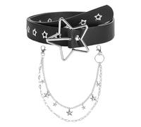 Cintura Con 1 Elemento A Stella E 1 Catena Per Pantaloni In Metallo, Cintura Punk, Cintura Per Personalità Della Moda, Accessori Di Abbigliamento, Cintura In Pelle Pu