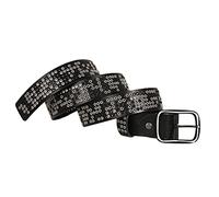 Cintura Con Borchie E Occhielli In Pelle Di Vacchetta Per Uomo E Donna - Cintura Con Fibbia In Metallo Per Jeans, Moda Gotica(Black,110cm/waist:36"~38")