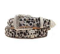 Cintura Con Strass Leopardati For Donna E Uomo, Cinturino In Pelliccia Sintetica Borchie Croci Di Cristalli Scintillanti (125 Cm/49", C02-Giallo)(D-gray,125cm/49)