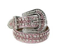 Cintura con strass occidentale per donna uomo cinture borchiate di diamante fibbia di cristallo di lusso per jeans cintura rivetto vintage, rosa, 42(waist 30-32inch)