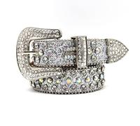 Cintura con strass per uomo donna cowboy occidentale cowgirl cintura in pelle borchiata di cristallo per jeans pantaloni abiti strass cinture borchiate di cristallo occidentale donne abiti in pelle