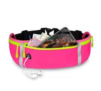 ONEFLOW Active Pro - Cintura da corsa per Telekom T Phone, con 3 scomparti, traspirante, per sport, per jogging, cellulare, impermeabile, per corsa, colore: Rosa caldo