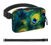 Cintura da corsa con tasca con piume di pavone, per donne e uomini, supporto per telefono per corsa, marsupio per donne e uomini, supporto per telefono, marsupio da corsa, misura regolabile,