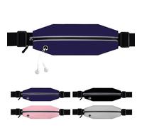 Cintura da corsa impermeabile per donne e uomini, marsupio con cinturino elastico regolabile e tasca riflettente con cerniera, marsupio sottile per corsa, allenamento, ciclismo, Blu scuro, Sottile
