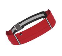 Cintura da corsa riflettente elastica in vita supporto per telefono marsupio da corsa con foro per cuffie per camminare, ciclismo, escursionismo, Colore: rosso.