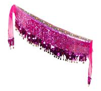 Cintura da danza orientale da donna, sciarpe da danza del ventre e ragazza, sciarpa da danza con paillettes dorate, sciarpa in chiffon, 1 pezzo, per scena, festa, compleanno, rosa caldo, Taglia unica