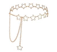 Cintura da donna a forma di stella, lunghezza 100 cm, in metallo, con catena a vita cava, dorata, per vestiti, jeans, vestiti, pantaloni per il tempo libero