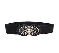 Cintura da donna alla moda vintage con fibbia elastica larga cintura casual elasticizzata per abito, nero, taglia unica