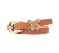 Cintura da donna in pelle PU con dettaglio farfalla dorata ornamento elegante cinturino per abito per lo styling del vestito alla moda PU cintura per abiti e pantaloni, D, Taglia unica