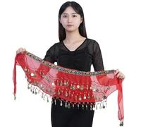 Cintura da Donna per Danza del Ventre, Cintura con catena in vita con paillettes e diamanti colorati lucidi for danza del ventre latina, gonna indiana, ballerina araba, costumi con nappe, spettacolo d