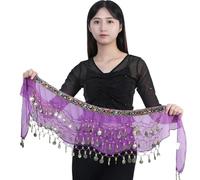 Cintura da Donna per Danza del Ventre, Cintura con catena in vita con paillettes e diamanti colorati lucidi for danza del ventre latina, gonna indiana, ballerina araba, costumi con nappe, spettacolo d