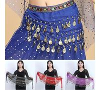 Cintura da Donna per Danza del Ventre, Gonna in chiffon con paillettes for danza del ventre, costumi, cinture con catena in vita con nappe di diamanti colorati lucidi, spettacolo di danza araba indian