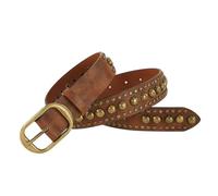 Cintura da donna vintage con rivetti e fibbia ad ago in pelle sintetica in poliuretano, stile casual, jeans elegante, Caff, 110