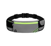 Cintura da jogging ventilata con linee riflettenti, spazio sicuro per accessori durante gli esercizi serali, corsa, cintura regolabile in vita per la corsa, grigio