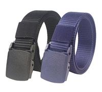 Cintura da lavoro uomo, Cinture Uomo Donna, Cintura militare tattica in nylon resistente con fibbia POM a sgancio rapido, larghezza 3 cm, lunghezza 110 - 170 cm, confezione da 2(Black+Blue,Length 170C