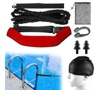 Cintura da nuoto per piscina, 3,6 m, cintura da nuoto regolabile, adatta per ogni piscina, senza controcorrente, aumenta la forza e la resistenza per bambini, adulti, rosso