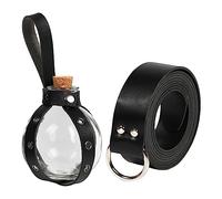 Cintura da Passeggio con Bottiglia di Sughero, Set di Costumi Creativi in Pelle 190 Cm, Accessori Medievali da Cavaliere, Anelli Neri