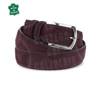 Cintura da uomo in camoscio bordeaux artigianale made in Italy