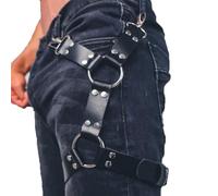 Cintura da uomo in vita gamba coscia petto pantaloni giarrettiera in pelle punk gotico festival rave club accessori per feste di Halloween, 1, taglia unica